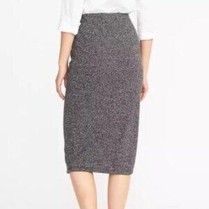 Sweater-Knit Midi Pencil Skirt (XS) Heather Gray